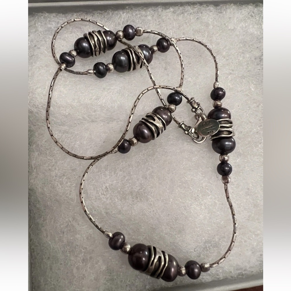 OR PAZ sterling Silver and Black Pearl Necklace RARE!